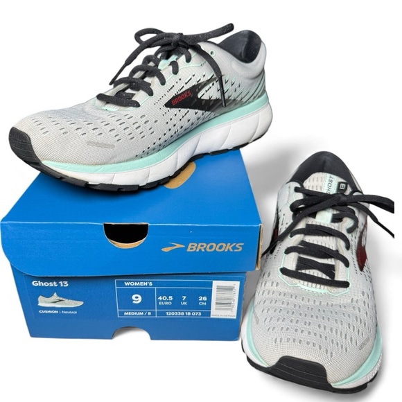 Brooks Shoes - Brooks Ghost 13 Women’s Running Shoes Size 9 Gray Teal Neutral Cushion